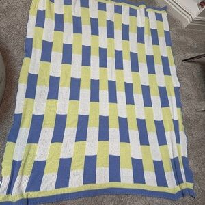 Blue, White, and Yellow Checkered Throw